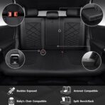 CAR PASS Luxury Nappa Leather Seat Covers Full Set, Water Resistant Faux Leather Seat Covers with Lumbar Support, Comfortable Automotive Seat Covers Universal Fit for SUV Sedan Van Truck, Solid Black - Image 4