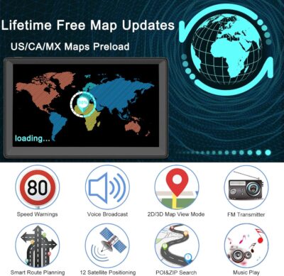 GPS Navigator for Car, 7" GPS Navigation System for Truck Commercial Drivers 2026 with US/CA/MX Offline Map, Lifetime Free Update, GPS for 7 Vehicles with Voice Drive Guidance, POI/Zip Search, FM - Image 3