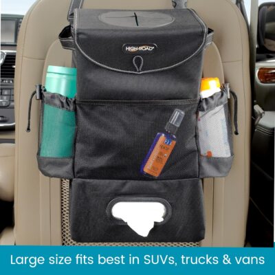 High Road StashAway Large Car Trash Can for Back Seat - Car Garbage Bag With Tissue Holder and Bottle Pockets - Seatback Organizer With 3 Gal Trash Can With Lid for Vans, SUVs and Trucks - Image 5