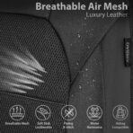 CAR PASS Leather and 3D Air Mesh Universal Fit Car Seat Covers, for Sedans,Trucks,Suvs,Airbag Compatible,Zipper Design and Reserved Opening Holes for Headrest(Full Set, Black and Black) - Image 4