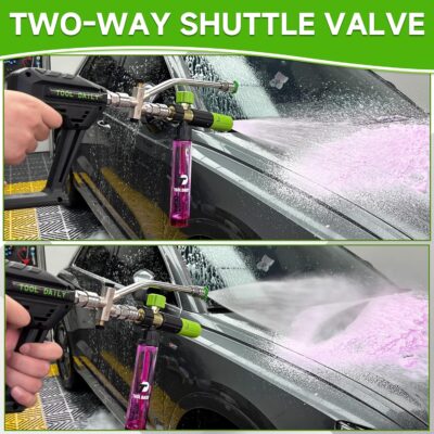 Tool Daily Short Pressure Washer Gun with Mini Foam Cannon, Dual Connector Accessory, 5 Power Washer Nozzle Tips, 1/4 Inch Quick Connect - Image 4