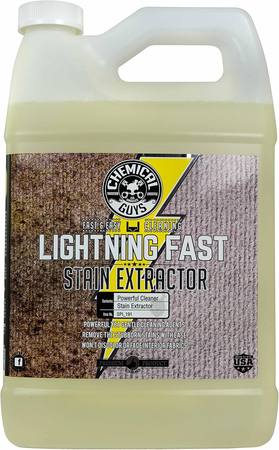 910adC3EpeL._AC_SL1500_.jpg Chemical Guys Lightning Fast Carpet and Upholstery Stain Extractor - Carpet Cleaner, Safe for Fabric, Upholstery, Cars, Home, Office, Furniture, and More, Fresh Scent - 128 oz - Image 1
