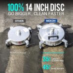 MEKOH 14" Pressure Washer Surface Cleaner 4500PSI, 4 Wheels Stainless Steel Power Washer Attachment for Driveway Sidewalk Patio Concrete, 1/4'' Quick-Connect, 1 Extension Wand & 2 Replacement Nozzles - Image 2