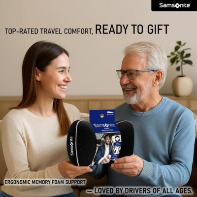 Samsonite Car Neck Pillow, Soft Memory Foam Headrest Pillow for Driving, Ergonomic Car Seat Headrest Cushion with Adjustable Strap, Breathable & Removable Cover, Neck Pain Relief, Black - Image 9