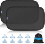 PEMOTech Car Window Shades for Baby【8 Suction Cups & Static Cling】 2 Pack-21"x14" Side Window Cover for Child,Certified Sunshades for Kids to Block 99.9% UVR, Sun Shade Universal Fit Most of Cars