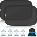 PEMOTech Car Window Shades for Baby【8 Suction Cups & Static Cling】 2 Pack-21"x14" Side Window Cover for Child,Certified Sunshades for Kids to Block 99.9% UVR, Sun Shade Universal Fit Most of Cars