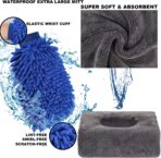 AUTODECO 22Pcs Car Wash Cleaning Tools Kit Car Detailing Set with Blue Canvas Bag Collapsible Bucket Wash Mitt Sponge Towels Tire Brush Window Scraper Duster Complete Interior Car Care Kit - Image 3
