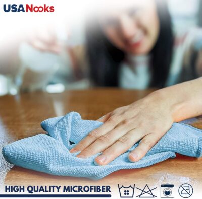 USANOOKS Microfiber Cleaning Cloth - Turq - 12Pcs (12.5x12.5 inch) High Performance - 1200 Washes, Ultra Absorbent Car Towel Traps Grime & Liquid for Streak-Free Mirror Shine - car Washing Cloth - Image 5