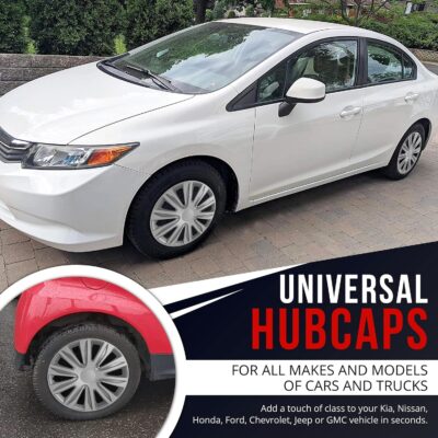 Hubcaps 4-Pack Kit, 15 inch Hub Caps Set of 4 Wheel Covers with Universal Snap-On Retention Rings, 1-Tone ABS Plastic Silver Car Rims for All Models (SG-5083-B-15) - Image 5