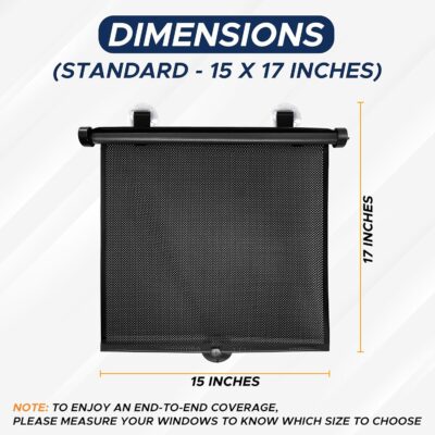 EcoNour Car Window Shades for Baby (2 Pack) - Upgraded | Shades for Side Window | Comes with Enhanced Suction Cups & Large Clips for Durability | Baby Car Accessories (15" x 17") - Image 4
