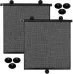 Blosssound 2 Pack Car Side Window Sun Shades Extra Wide Retractable Window Shades for Car Blocks Heat Roller Sunshade Visor for UV Rays Glare Protection Accessories (22 × 24 Inch)