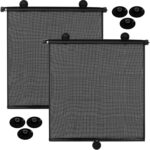 Blosssound 2 Pack Car Side Window Sun Shades Extra Wide Retractable Window Shades for Car Blocks Heat Roller Sunshade Visor for UV Rays Glare Protection Accessories (22 × 24 Inch)