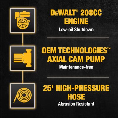 DeWalt 3300 PSI Gas Pressure Washer, 5 Nozzles, Spray Gun, Wand, 25-ft. Hose, DXPW3300-S, 49-State - Image 3
