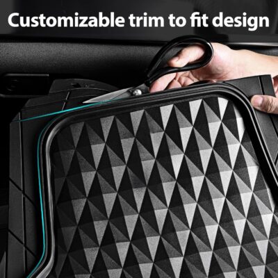 CAR PASS Heavy Duty Rubber Black Car Floor Mats & Cargo Liners, Deep Dish All-Weather Trunk Mats Durable Anti-Slip 3D Rhombus Waterproof Trim to Fit Liner Universal Fit Auto,Sedan,SUV,Truck, Black - Image 6
