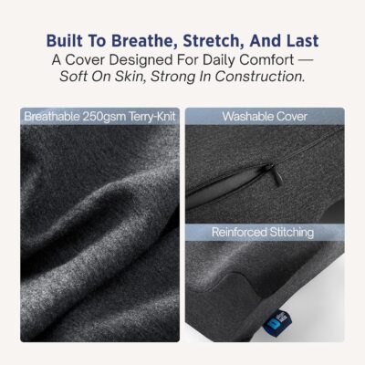 Lumbar Support Pillow for Office Chair - Lower Back Pain Relief Cushion with Adjustable SpineAlign™ Bolster, Memory Foam Pillow for Car, Couch, Gaming Seats - Dual Straps, Dark Grey - Image 5