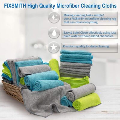 FIXSMITH Microfiber Cleaning Cloth - Pack of 50, Microfiber Towels for Cars 16 x 12 in, Highly Absorbent Cleaning Rags, Lint-Free, Streak-Free Cleaning Cloths for Car Kitchen Home Office - Image 3
