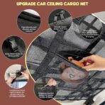 Kaskawise Upgrade Car Ceiling Cargo Net Pocket,31.5"x21.6" Double-Layer Car Roof Storage Organizer,Overhead Net for Truck,SUV & Van Camping,Travel Road Trips,Van Life Essentials - Image 5