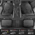 CAR PASS Heavy Duty Rubber Black Car Floor Mats & Cargo Liners, Deep Dish All-Weather Trunk Mats Durable Anti-Slip 3D Rhombus Waterproof Trim to Fit Liner Universal Fit Auto,Sedan,SUV,Truck, Black - Image 2
