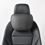 Genuine Leather Car Neck Pillow for headrest,Support Drive Seats Head Cushion,Real Cow Leather,11.8x7.5”,Plant-Based Polyester,Thickness & Height Adjustable,Inner Liner fillable(Black,1p)