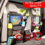 Helteko Car Seat Organizer, Ultra Version Kids Backseat Car Organizers and Storage, Waterproof Back Seat Protector Kick Mats with Tablet Holder 12 in, Car Accessories Interior and Travel Essentials. - Image 2