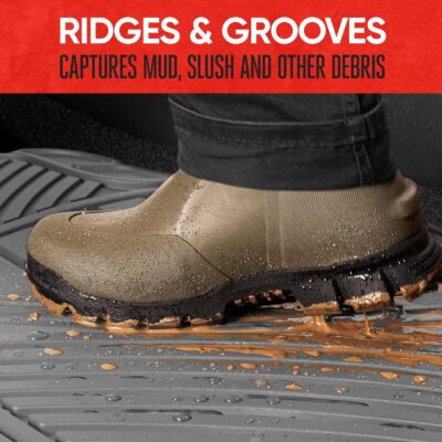 Motor Trend & BDK Heavy Duty Gray Rubber Car Mats Full Set - Universal Trim-to-Fit All Weather Floor Mats - Floor Mats for Car Accessories - Front & Back Interior Floor Mats for Truck Accessories - Image 3