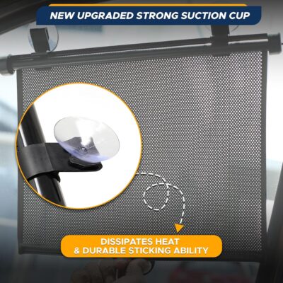 EcoNour Car Window Shades for Baby (2 Pack) - Upgraded | Shades for Side Window | Comes with Enhanced Suction Cups & Large Clips for Durability | Baby Car Accessories (15" x 17") - Image 8