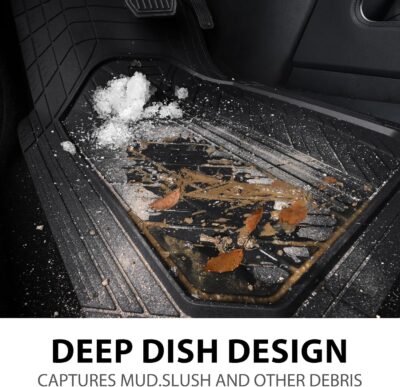 CAR PASS Heavy Rubber Car Floor Mats, Deep Waterproof Car Mats All Weather, Universal Trim-to Fit Automotive Floor Mats for Car SUV Truck Van, Durable Floor Liners Solid Black - Image 8
