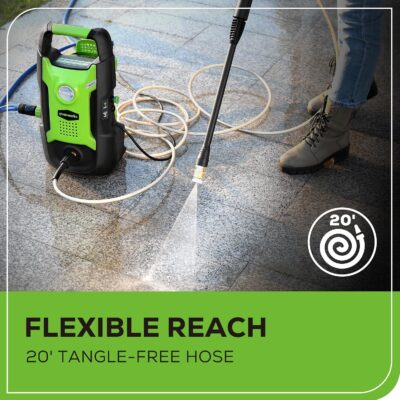 Greenworks Compact Electric Pressure Washer, 1.2 GPM (CSA Certified, Lightweight, 20 FT Tangle-Free Hose, 35 FT Power Cord) Great For Cars, Fences, Patios, Driveways, Decks and Patios - Image 9
