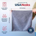 USANOOKS Microfiber Cleaning Cloth Grey - 12 Pcs (12.5"x12.5") - High Performance - 1200 Washes, Ultra Absorbent Microfiber Towel Weave Grime & Liquid for Streak-Free Mirror Shine - Car Washing Cloth - Image 2