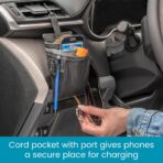 High Road DriverPockets Car Pouch - Air Vent Pocket and Vent Cell Phone Holder for Car - Front Seat Organizer with 3 Pockets, Hanging Hooks and Charging Port - Image 4