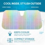 BDK Iridescent Mermaid Car Windshield Sun Shade Accordion Folding Sunshade for Windshield Blocks UV Rays Sun Visor for Car Front Window Protector - Easy Setup Keeps Vehicle Cool - 58 x 27 - Image 2