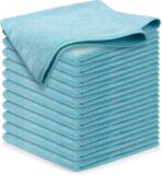 USANOOKS Microfiber Cleaning Cloth - Turq - 12Pcs (12.5x12.5 inch) High Performance - 1200 Washes, Ultra Absorbent Car Towel Traps Grime & Liquid for Streak-Free Mirror Shine - car Washing Cloth