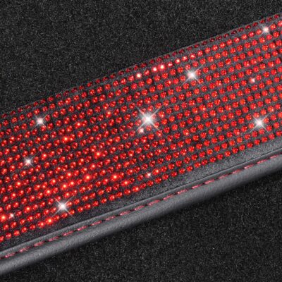 CAR PASS Bling Diamond Car Floor Mats, Shining Rhinestone Carpet Sparkly Glitter Crystal with Anti-Slip PVC Heel Pad Waterproof Universal Fit Automotive SUV,Sedan,Van,Cute Girl Women,4pcs Black Red - Image 8