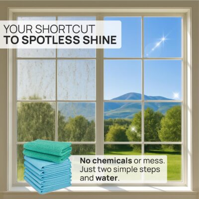 Claro 2 Step Glass Cleaning Cloth 8-Pack – Green Wet & Blue Dry Microfiber Towels Cleaning for Windows, Mirrors & Glass - Streak and Lint Free Cloth for Home, TV, Shower - Machine Washable - Image 2