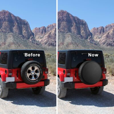 Moonet PVC Thickening Leather Spare Tire Wheel Cover for Car Truck SUV Camper Trailer Universal Fit RV JP FJ,R14 S Black (for Overall Wheel Diameter 24-26 inch) - Image 5