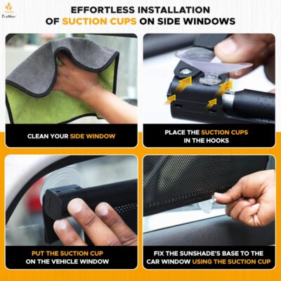 EcoNour Car Window Shades for Baby | 2 Pack Side Window Sun Shade | UV & Sun Glare Protection for Rear Window Shade | Baby Window Sun Shade with Suction Cup | Car Accessories for Kids(14"x17") - Image 7