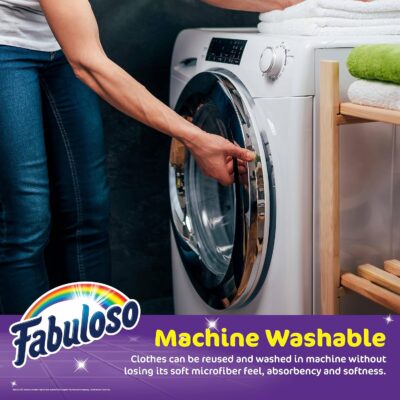 Fabuloso Microfiber Cleaning Cloths for Home & Car, Lint-Free Scratch-Free Rags for Glass, Kitchen & Wood, Reusable Machine Washable, Absorbent for Dusting & Wiping, Rainbow, 13 x 13 in, 8 Count - Image 4