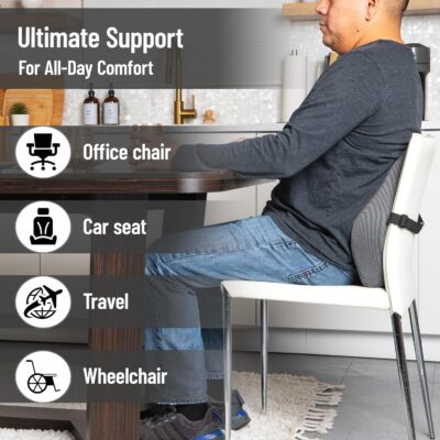 Mind Reader Lumbar Support Cushion for Office Chair and Car Seat, Memory Foam and Cooling Gel Core, Air-Cloud Technology, 15.5" L x 3.75" W x 14.25" H, Black - Image 6