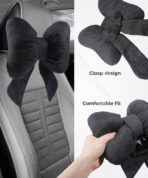 Cute Bow Car Headrest Pillow,Car Accessories Universal Automotive Neck Pillow for Driving,Comfortable and Breathable,Cute Neck Pillows,Suitable for Most Cars,Trucks,SUVs,RVs,Etc (Black) - Image 4
