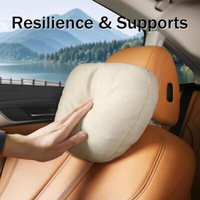 2pcs Car Neck Pillow for headrests,Support Drive Seats Head Cushion Pillows,Superfiber Suede,Plant-Based Polyester,Thickness & Height Adjustable,11.8x7.5,Inner Liner fillable(Off-White) - Image 3