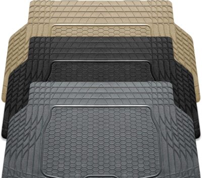 FH Group Automotive Floor Mats - Heavy-Duty Rubber, All Weather Protection Universal Fit Full Set Floor Mats and Cargo Mat, Climaproof, Semi Custom Trimmable for Most Cars, Sedan, SUV, Truck, Black - Image 3