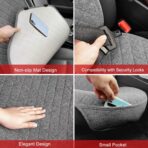 Linen Car Seat Covers Front Seat Covers Breathable Cloth Fabric Car Seat Protector - Universal Fit for Cars, Vans, SUVs, Trucks - 2 Units - Gray - Image 3