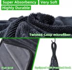 CADONO Large Microfiber Car Drying Towel, Ultra Absorbent Microfiber Cleaning Cloth for Cars, Bath Towels, No Streaks, Scratches, or Water Spots Double-Twist Pile Design(36"x 24") - Image 2