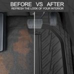 CAR PASS DeepDish Heavy Duty Rubber Floor Mats 3-Piece, Universal M-XL Size Trim-to-Fit Automotive Floor Mats for Truck Van SUV, Durable Waterproof All Weather Car Mats (Solid Black) - Image 7