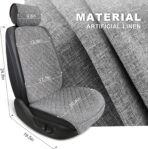 Linen Car Seat Covers Front Seat Covers Breathable Cloth Fabric Car Seat Protector - Universal Fit for Cars, Vans, SUVs, Trucks - 2 Units - Gray - Image 4