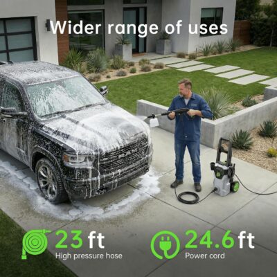 Power Pressure Washer with 4 Quick Connect Nozzles, Portable Washer with Foam Cannon, for House/Driveway/Patio Cleaning - Image 6