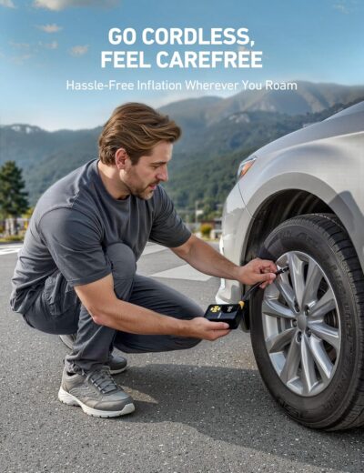 AstroAI L7 Mini Tire Inflator Portable Air Compressor,150 PSI Portable Tire Inflator for Car,Mini Bike Pump,Tire Inflator for Cars,Motorcycle,Bike,Ball with Tire Pressure Gauge&LED Lights - Image 6