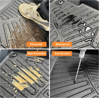 Floor Mats Fits for Honda CR-V 2023 2024 2025(NOT for Hybrid), All Weather Protection TPE Anti-Slip Automotive Floor Liners, Includes 1st and 2nd Row Full Set Liners, Odorless Anti-Slip Mats Black - Image 3