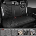 CAR PASS Bling Diamond Leather Car Seat Covers Full Seats Interior Sets, Waterproof Shining Glitter Sparkly Crystal Universal Armrest Fit Automotive Truck SUV Cute Women Girl, Black Silver Rhinestone - Image 5