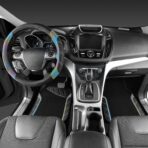 CAR PASS Leather Steering Wheel Cover and Waterproof Car Floor Mats,Microfiber Universal Car Combo Fit for 95% Sedan,SUV,Cars,14.5-15inch Sporty Anti-Slip Safety Comfortable Design(Black＆Reflective) - Image 3